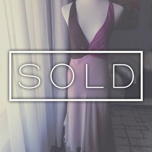 BCBGMAXAZRIA Plunging V Ombré Silk Chiffon Dress